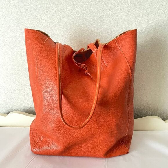 Orange Leather Tote Bag - Picture 5 of 8